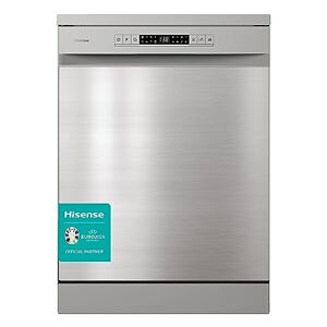 Hisense HS622E90XUK Freestanding Standard Dishwasher 85cm High- Stainless Steel - E Rated, Silver, 24 x 23 x 33 inches (L x W x H) [Energy Class E]