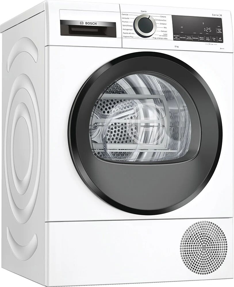 bosch serie 6 wqg233d0it asciugatrice libera installazione caricamento frontale 8 kg a+++ bianco