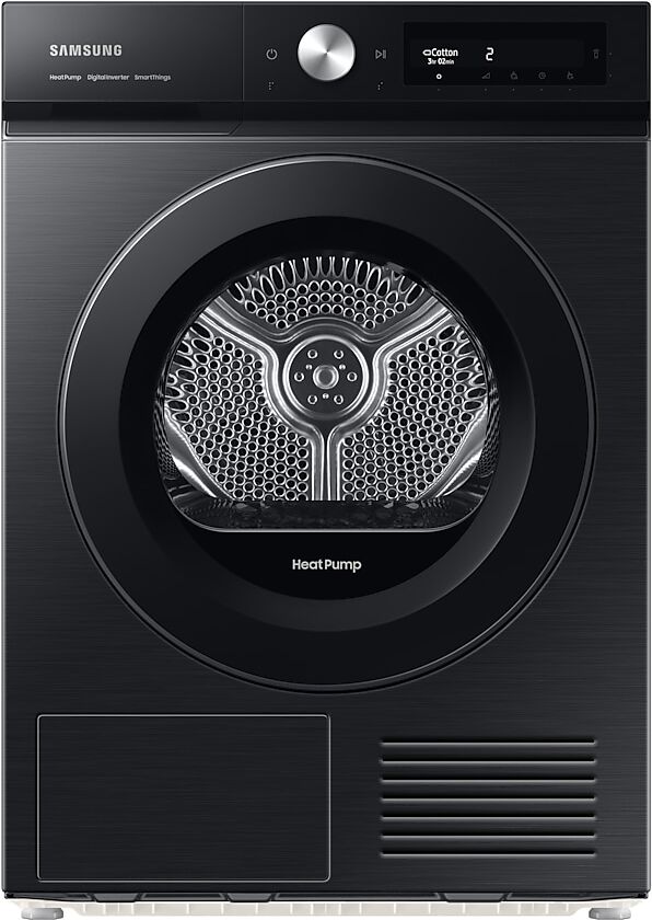 Samsung Bespoke AI™ Series 6+ DV90BB5245ABS1 with OptimalDry™, Heat Pump Tumble Dryer, 9kg in Black