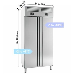 GGM Gastro - Armoire de refrigeration et de congelation PREMIUM PLUS - GN 1/1 - 745 litres - avec 2 portes Argent