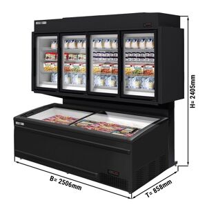 GGM Gastro - Meuble refrigere/congelateur mural - 2500mm - Avec eclairage LED - Ilot de congelation inclus Noir