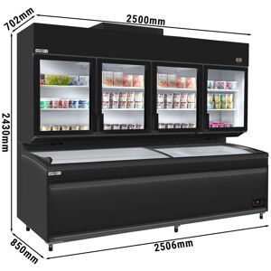 GGM Gastro - Meuble refrigere/congelateur mural - 2500mm - Avec eclairage LED - Ilot de congelation inclus