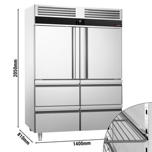 GGM GASTRO - Congélateur PREMIUM - GN 2/1 - 1400 litres - avec 2 demi-portes en inox & 4 tiroirs