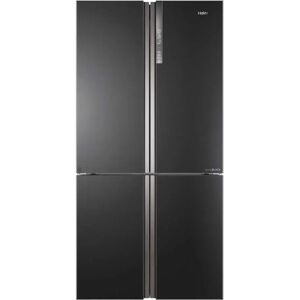 Haier HTF-610DSN7 90cm Black Steel American Style Fridge Freezer - Black