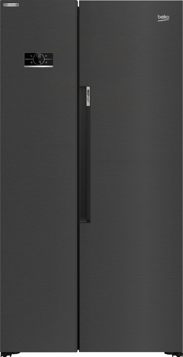 Beko ASL1442VPZ Freestanding American Style Fridge Freezer - Black Steel