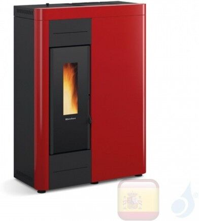 Extraflame Estufa Termo De Pellets Virna Idro 12.3 Kw Metal Bordeaux Con Mando A Distancia Y Cronotermostato A++