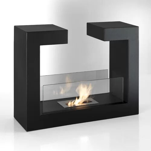 East Urban Home Majolica Double-Sided Bio Ethanol Fire East Urban Home  - Size: 40cm H x 80cm W x 80cm D