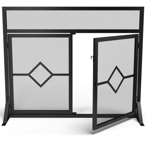 Belfry Heating Abshire Single Panel Steel Fireplace Screen Belfry Heating  - Size: 6cm H X 192cm W X 81cm D