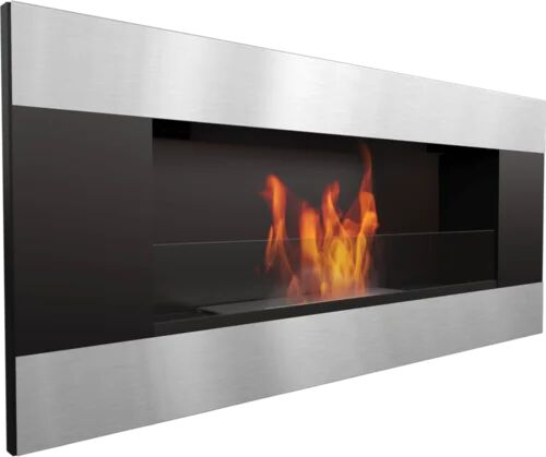 Kratki Delta Dorsey Recessed Wall Mounted Bio Ethanol Fire Kratki Size: 40cm H x 90cm W x 14.2cm D, Finish: Black/Silver  - Size: 32cm H X 52cm W X 73cm D