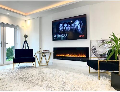 Ivy Bronx Addison Recessed Wall Mounted Electric Fire Ivy Bronx Size: 50cm H x 127cm W x 19cm D, Finish: White  - Size: