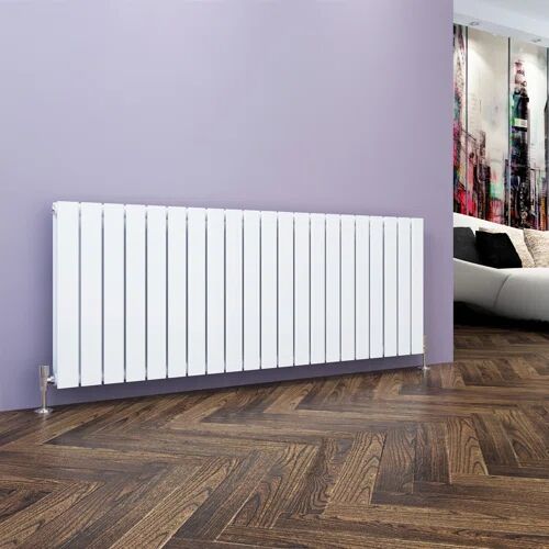 Belfry Heating Tanya Horizontal Flat Panel Radiator Belfry Heating Radiator Colour: White, Size: 60cm H x 159.6cm W x 6.1cm D  - Size: 101.6cm H x 66.04cm W x 3.81cm D