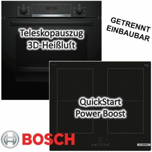 Bosch Backofen HBA534EB0 mit Bosch Induktionskochfeld PVQ61RBB5E - autark, 60 cm