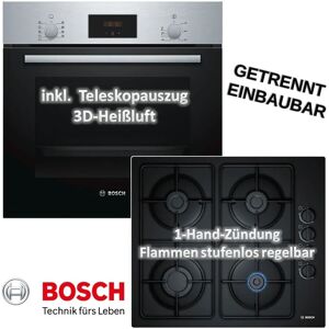 BOSCH Backofen HBF114ESO mit Gas-Kochfeld POP6B6B10 - autark, 60cm