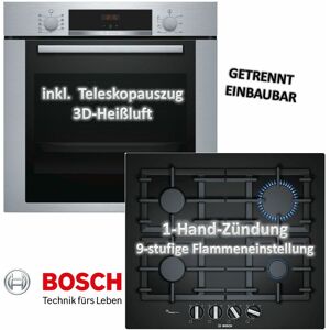 Bosch - Herdset autark Backofen-Set HBA3140S0 mit Gas-Kochfeld PPP6A6B90 - 60cm, Teleskopauszug