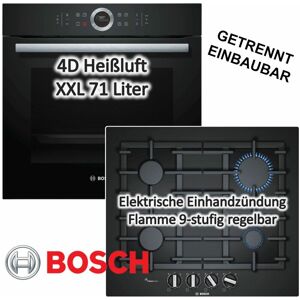 Bosch - Herdset Backofen EcoClean Direct mit Gas-Kochfeld schwarzem Hartglas - autark, 60 cm