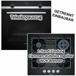 Siemens - Herdset Backofen ecoClean mit Gas-Kochfeld iQ300 - autark, 60cm