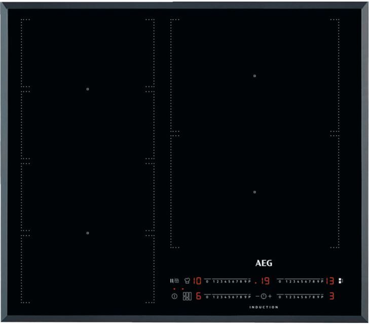 AEG ike64476fb placa de inducción biselada extraplana de 60 cm con 4 zonas power 1 zona flexipuente + 1 zona puente potencia 7.3