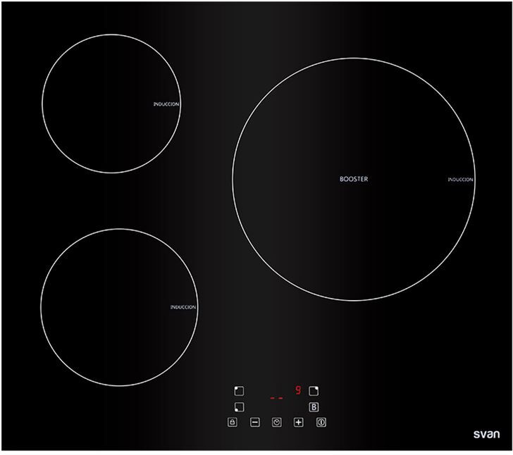 Svan si3600 placa de induccion 60cm 3 zonas cristal negro