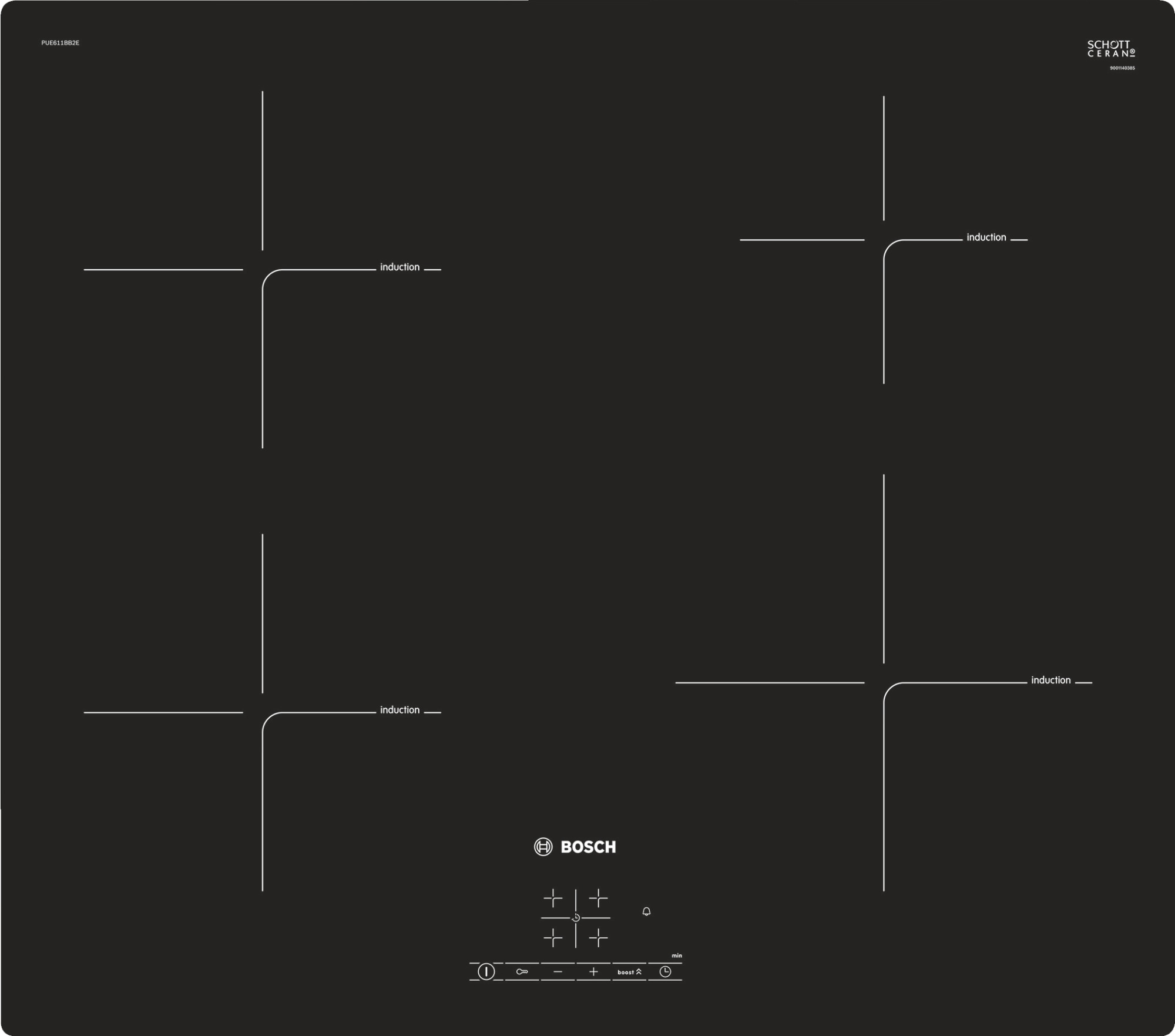 Bosch Serie 4 PUE611BB2E 60 cm kehyksetön induktiokeittotaso