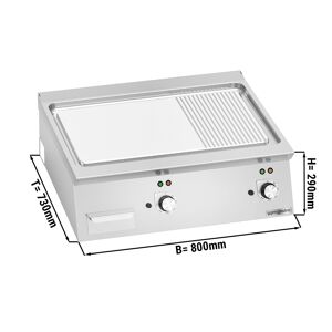 GGM GASTRO - Plaque à frire électrique - 9,6 kW - Lisse & Rainurée