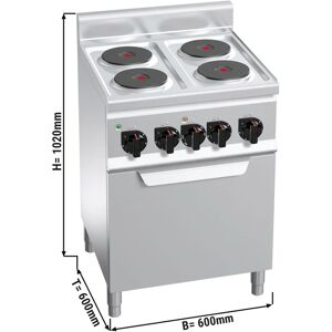 GGM GASTRO - Cuisinière électrique - 8 kW - 4 plaques rondes - Four électrique à convection inclus - 3 kW