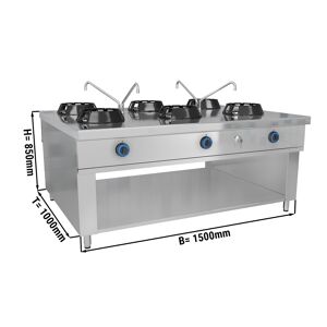 GGM GASTRO - Cuisinière wok à gaz - 84 kW - 6 zones de cuisson - 2 mini-colonnes d'eau incluses