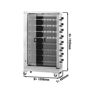 GGM GASTRO - Grill de poulet électrique PREMIUM - Vitrocéramique - 38,4kW - avec 8 broches pour 48 poulets