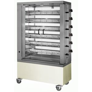 GGM Gastro - Grill de poulet a gaz - 32kW - avec 6 brochettes pour jusqu'a 36 poulets Argent / Blanc