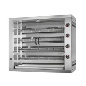 GGM Gastro - Grill de poulet a gaz - 23,6kW - avec 4 broches pour jusqu'a 24 poulets Argent