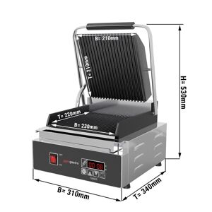 GGM Gastro - Grill de contact - 1,8 kW - Digital - Rainure en haut et en bas - Surface de cuisson : 230x220mm