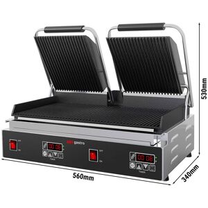 GGM Gastro - Grill de contact - 3,6 kW - Digital - Rainure en haut et en bas - Surface de cuisson : 480x230mm