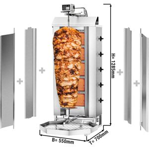 GGM Gastro - Grill gyros/döner a gaz - 5 bruleurs - max. 80 kg - incl. tôle de protection & Portes battantes