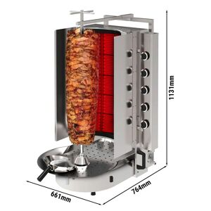 GGM Gastro - Grill gyros/döner a gaz - avec verre ROBAX® - 10 bruleurs - max. 90 kg Argent