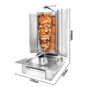 GGM Gastro - Grill gyros/döner a gaz - 4 bruleurs - max. 60 kg - incl. tôle de protection & Portes battantes