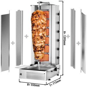 GGM Gastro - Grill gyros/döner a gaz - 6 bruleurs - max. 100 kg - incl. tôle de protection & Portes battantes