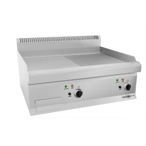 GGM Gastro - Plaque a frire electrique - 7,1 kW - Lisse & rainuree Argent