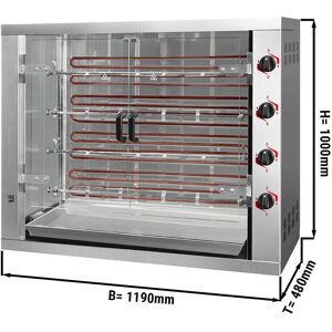 GGM Gastro - Grill a poulet electrique - 19,2kW - avec 4 broches pour jusqu'a 24 poulets Argent