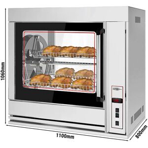 GGM Gastro - Grill a poulet electrique rotatif - 10kW - avec 7 paniers rotatifs pour jusqu'a 42 poulets Argent