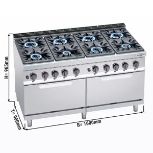 GGM Gastro - Plaque de cuisson a gaz - 69 kW - 8 bruleurs - four inclus 2 cuisinieres a gaz - 2x 7,6 kW Argent