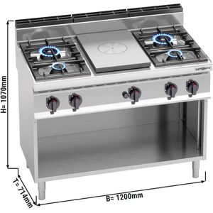 GGM Gastro - Plaque chauffante & Cuisiniere a gaz - 4 bruleurs - 28 kW Argent