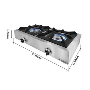 GGM Gastro - Cuisiniere a gaz - 11 kW - 2 bruleurs Argent