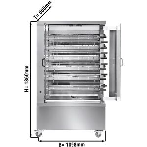 GGM Gastro - Grill de poulet a gaz - 37,2kW - avec 11 broches pour jusqu'a 66 poulets Argent