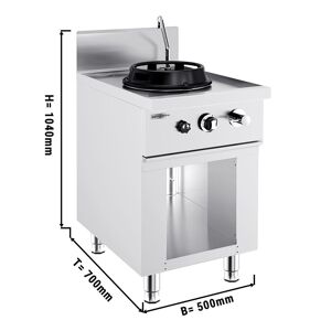 GGM Gastro - Cuisiniere wok a gaz - 15 kW - 1 zone de cuisson - incl. 1 mini colonne d'eau Argent