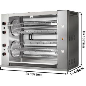 GGM Gastro - Grill de poulet rotatif a gaz - 47,6kW - avec 8 broches pour jusqu'a 48 poulets Argent