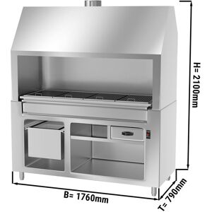 GGM Gastro - Grill au charbon de bois - 1,76m - Aspect inox Argent