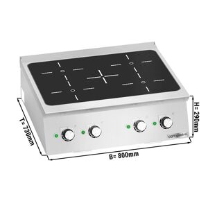 GGM Gastro - Cuisiniere a induction - 14 kW - 4 plaques de cuisson Argent