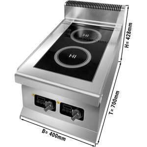 GGM Gastro - Table de cuisson a induction - 6 kW - 2 foyers Argent / Noir