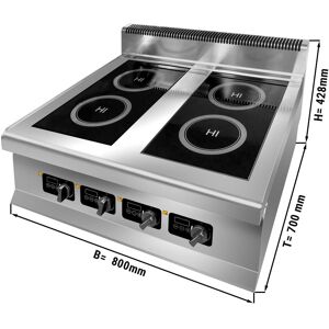 GGM Gastro - Table de cuisson a induction - 12 kW - 4 zones de cuisson Argent / Noir