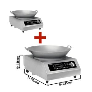 GGM Gastro - (2 pieces) Cuisiniere a induction Wok - 3,5 kW - WOK inclus Argent