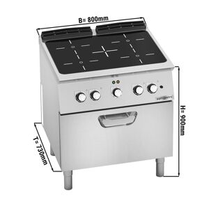 GGM Gastro - Cuisiniere a infrarouge - 12,8 kW - 4 plaques de cuisson - Four electrique inclus - 4,7 kW Argent